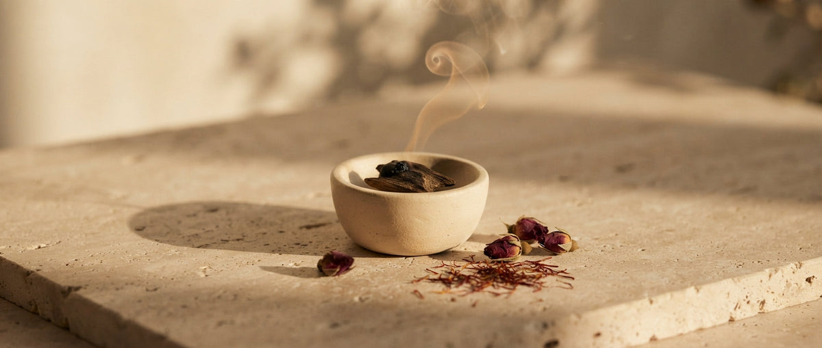 Keramikschale mit Rosenknospen und warmem Rauch – welcher Duft passt zu mir