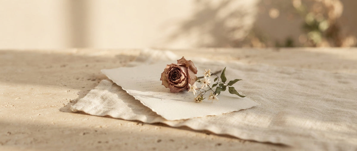 Getrocknete Rose und Jasmin auf Leinen – Düfte als emotionaler Begleiter